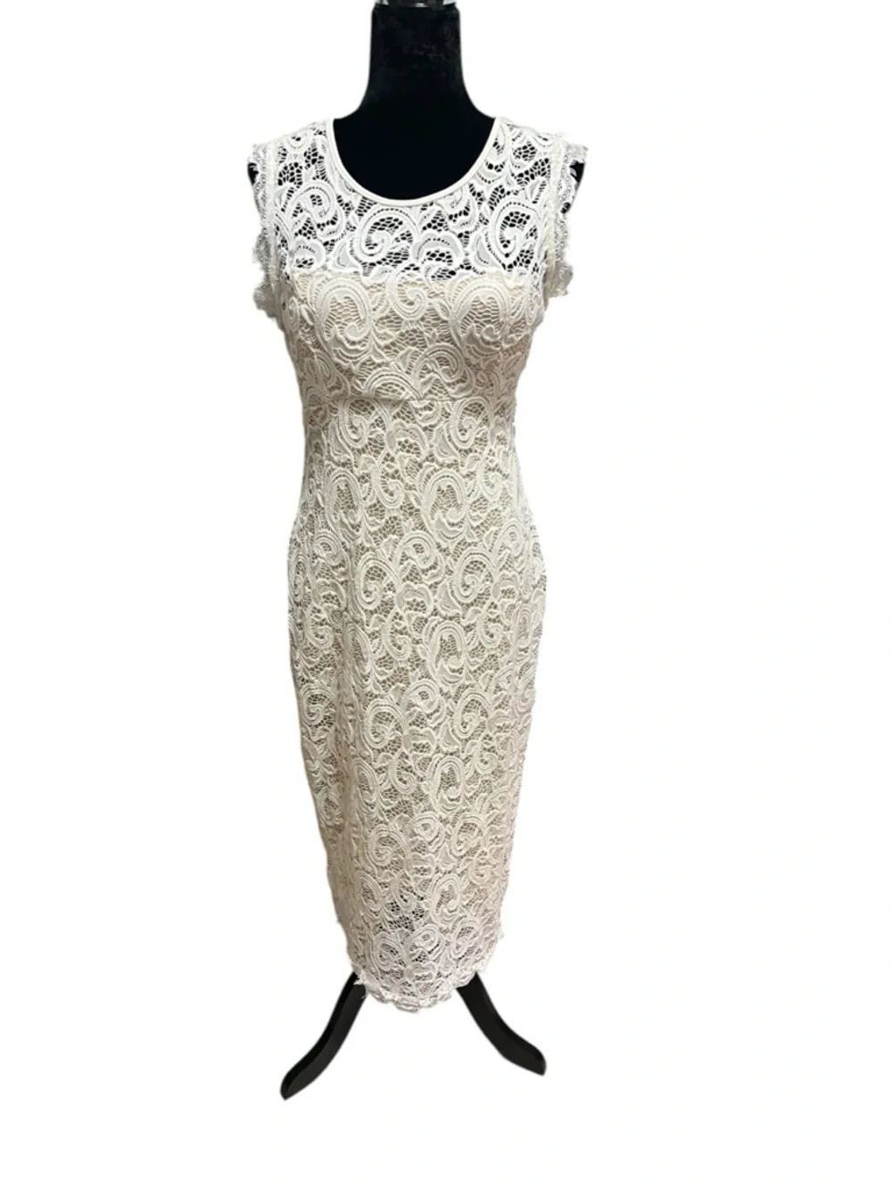 Love fast love hard boho lace white and nude dress size L Bridal Wedding - Picture 3 of 12